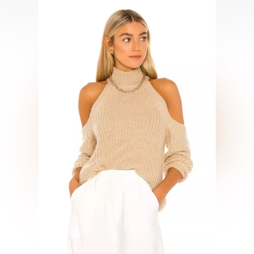 Majorelle "Estrid" Cream Knit Mock Neck Cold Shoulder Pullover Sweater XS ($178)